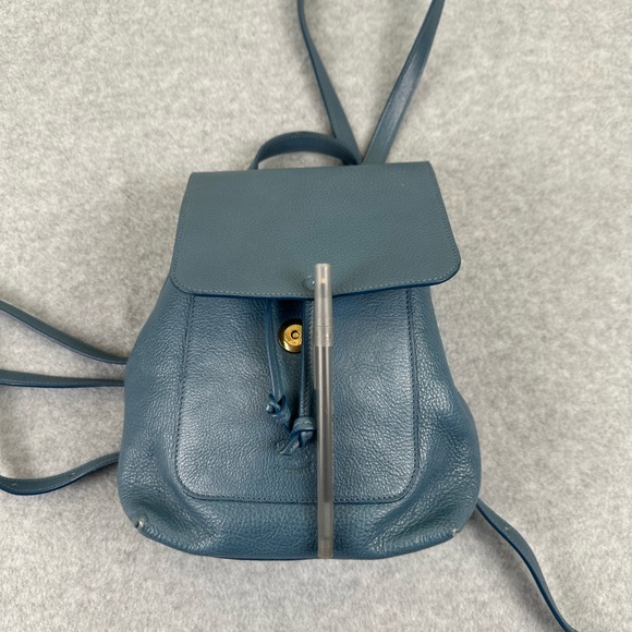 Il Bisonte Italy Genuine Leather Mezzomonte Mini Backpack Rucksack Blue Luxury - Picture 16 of 16